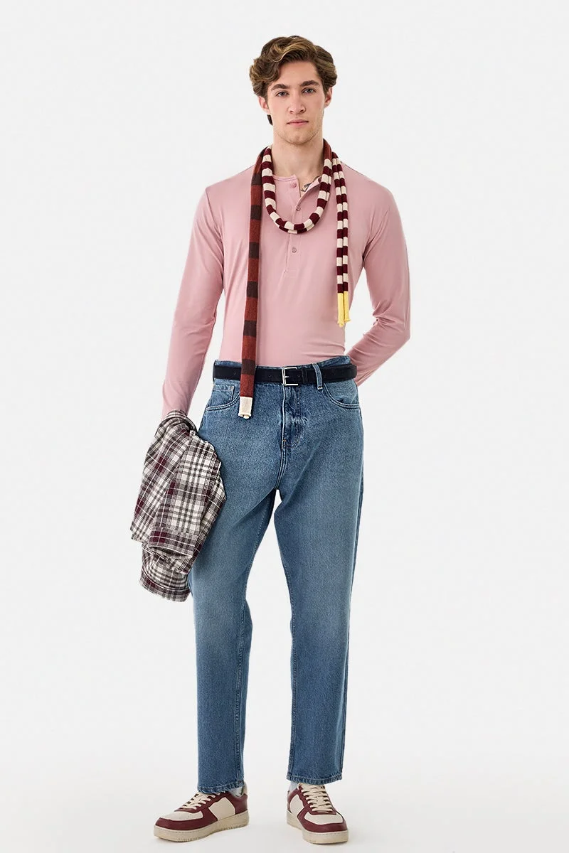 SNITCH Stretch Regular Fit Henley Collar T-Shirt